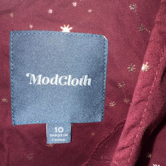 Modcloth Stars Constellations Dress - Burgundy 10 - Picture 7 of 9